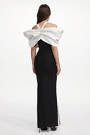 Elegant Contour Halter Bow Contrast Bandage Maxi Dress
