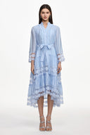 Doro Resort Flowy Long Sleeve Ruched Floral Woven Maxi Dress