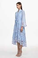 Doro Resort Flowy Long Sleeve Ruched Floral Woven Maxi Dress
