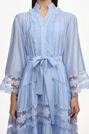 Doro Resort Flowy Long Sleeve Ruched Floral Woven Maxi Dress