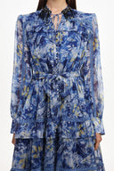 Ella Resort Flowy Long Sleeve Ruffle Floral Print Maxi Dress