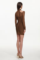 Estrela Classic Contour Overlay Long Sleeve Bandage Mini Dress