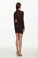 Kassy Chic Contour Cowl Neck Long Sleeve Ruched Mini Dress