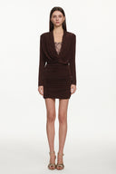 Kassy Chic Contour Cowl Neck Long Sleeve Ruched Mini Dress