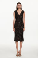 Viney Glamorous Contour V Neck Sleeveless Sequin Midi Dress