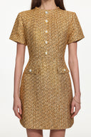 Vlafa Glamorous Tailored Short Sleeve Buttoned Tweed Mini Dress