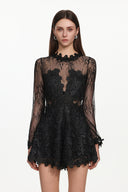 Willa Elegant Contour Long Sleeve Lace Romper