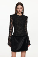 Wanda Chic Contour Long Sleeve Lace Faux Fur Mini Dress