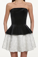 Jillian Classic Tailored Strapless Contrast Floral Velvet Mini Dress