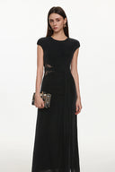 Viaua Chic Contour Sleeveless Cut Out Lace Knit Maxi Dress