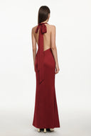 Elora Romantic Contour Deep V Halter Sequin Maxi Dress