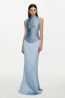Siayh Sleeveless Tassels Bandage Blue Maxi Two Piece Set