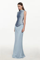 Siayh Sleeveless Tassels Bandage Blue Maxi Two Piece Set
