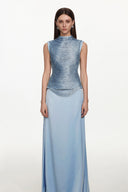 Siayh Sleeveless Tassels Bandage Blue Maxi Two Piece Set