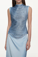 Siayh Sleeveless Tassels Bandage Blue Maxi Two Piece Set