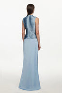 Siayh Sleeveless Tassels Bandage Blue Maxi Two Piece Set