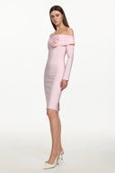 Samantha Romantic Contour Long Sleeve Floral Bandage Midi Dress