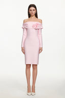 Samantha Romantic Contour Long Sleeve Floral Bandage Midi Dress