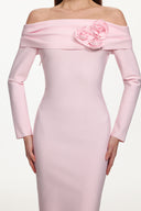 Samantha Romantic Contour Long Sleeve Floral Bandage Midi Dress