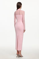 Rahan Romantic Contour Sheer Sleeve Pleated Maxi Dress