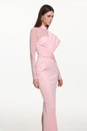 Rahan Romantic Contour Sheer Sleeve Pleated Maxi Dress