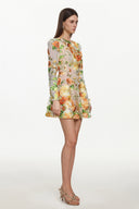Vicky Romantic Tailored Long Sleeve Embroidered Floral Mini Dress