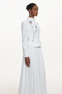 Sophiess Elegant Tailored Long Sleeve Floral Embroidered Top and Skirt Set