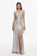Fagra Glamorous Contour Sleeveless High Slit Sequin Maxi Dress