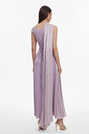 Rebekah Elegant Flowy Sleeveless Pleated Drape Maxi Dress