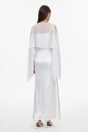 Sinai Elegant Flowy Sleeveless Chiffon Cape Maxi Dress
