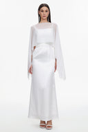Sinai Elegant Flowy Sleeveless Chiffon Cape Maxi Dress