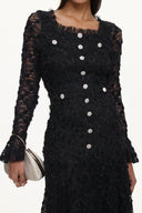 Lorelie Elegant Flowy Long Sleeve Floral Woven Maxi Dress