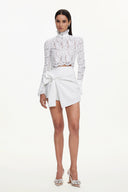 Keaton Chic Contour Long Sleeve Lace Woven Top And Skirt Set