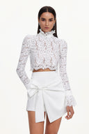 Keaton Chic Contour Long Sleeve Lace Woven Top And Skirt Set