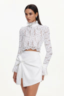 Keaton Chic Contour Long Sleeve Lace Woven Top And Skirt Set