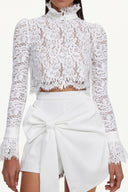 Keaton Chic Contour Long Sleeve Lace Woven Top And Skirt Set