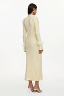 Indi Elegant Contour Long Sleeve Feather Knit Maxi Dress