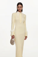 Indi Elegant Contour Long Sleeve Feather Knit Maxi Dress