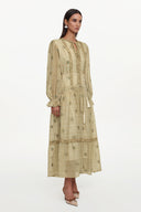 Dierea Resort Flowy Long Sleeve Floral Print Ruffle Woven Maxi Dress
