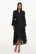 Kava Resort Flowy Long Sleeve Lace Floral Woven Maxi Dress