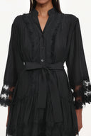 Kava Resort Flowy Long Sleeve Lace Floral Woven Maxi Dress
