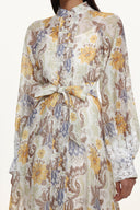 Rosi Resort Flowy Long Sleeve Floral Print Lace Woven Maxi Dress