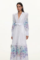 Rina Resort Flowy Long Sleeve Floral Print Ruffle Woven Maxi Dress
