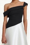 Xavier Elegant Tailored Off Shoulder Contrast Maxi Dress