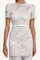 Samson Elegant Embellished Short Sleeve Pearl Lace Maxi Dress