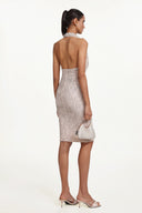 Pablo Chic Contour Halter Cowl Neck Sequin Midi Dress