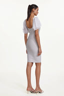 Winiva Classic Contour V Neck Short Sleeve Bandage Midi Dress