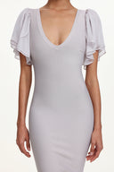 Winiva Classic Contour V Neck Short Sleeve Bandage Midi Dress