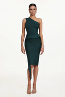 Novah Classic Contour One Shoulder Bandage Midi Dress