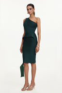 Novah Classic Contour One Shoulder Bandage Midi Dress